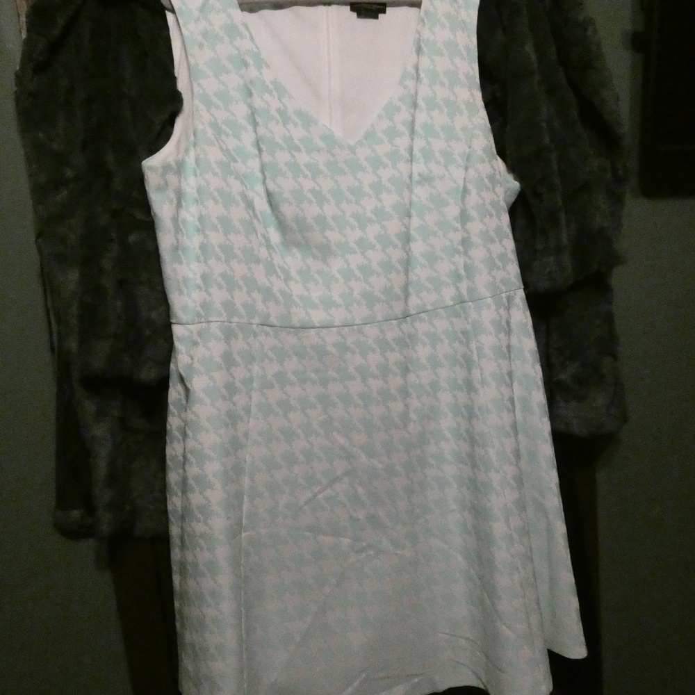 Christian Siriano Mint Green Houndstooth Sleeveless Dress